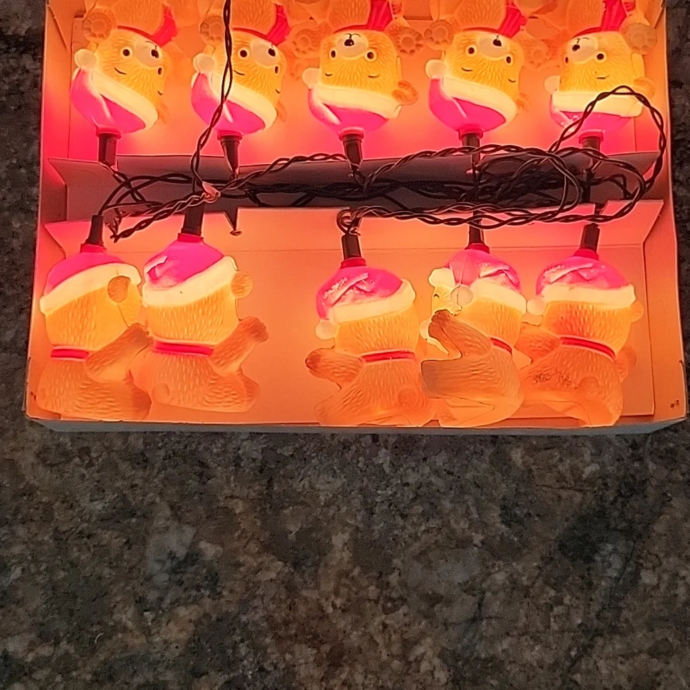 Vintage | Santa Bear Blow Mold String Lights
